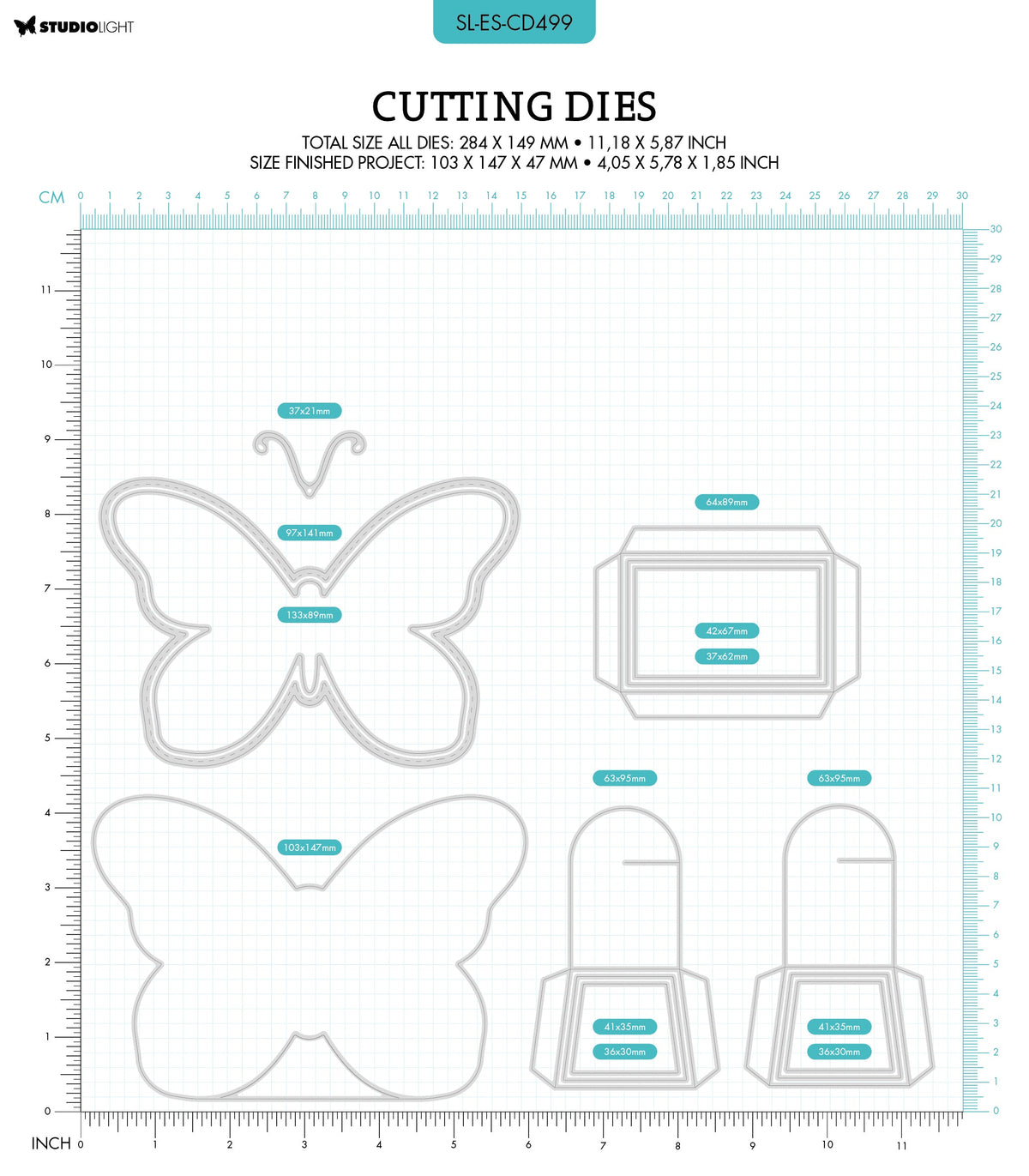 SL Cutting Die Butterfly Box Essentials 282x147x1mm 13 PC nr.499-2