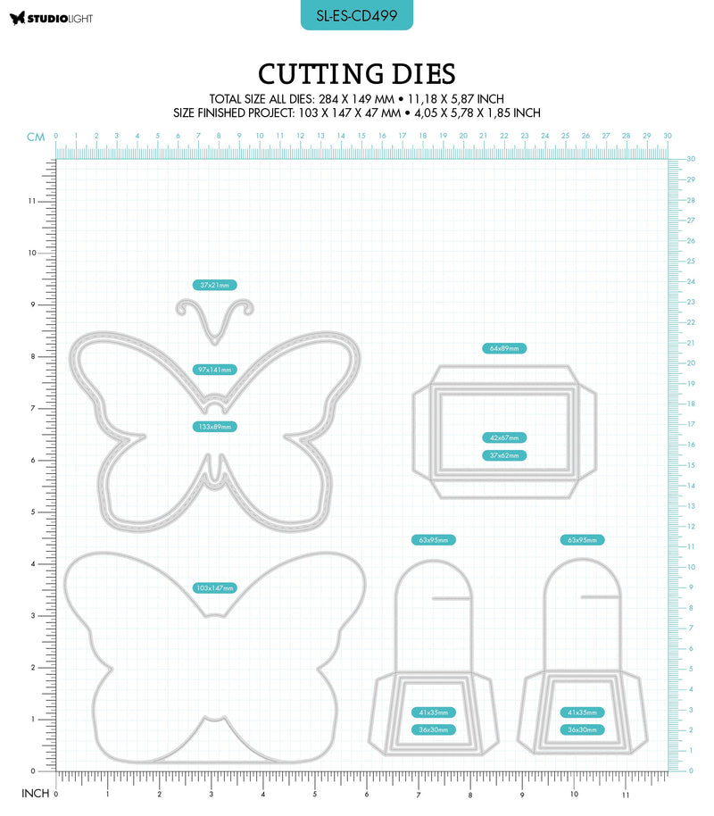 SL Cutting Die Butterfly Box Essentials 282x147x1mm 13 PC nr.499-2