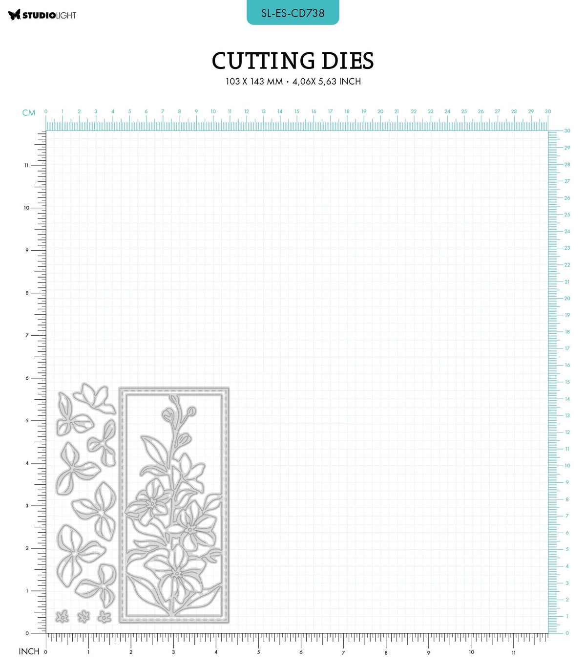 Matrices de découpe SL Cadre Floral Essentiels 103x143x1mm 12 pièces réf.738-2