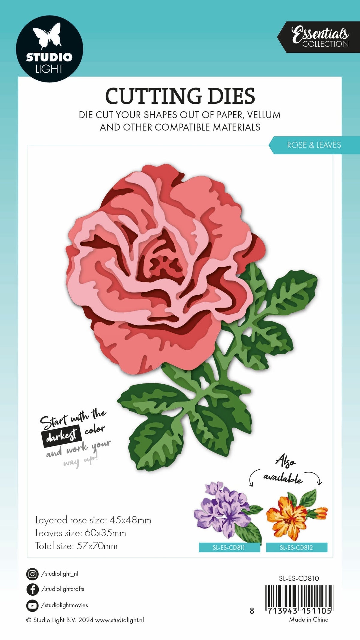 SL Cutting Dies Layered - Rose & Leaves Essentials 8 PC-3