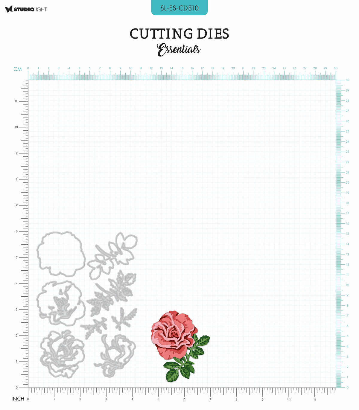 SL Cutting Dies Layered - Rose & Leaves Essentials 8 PC-2