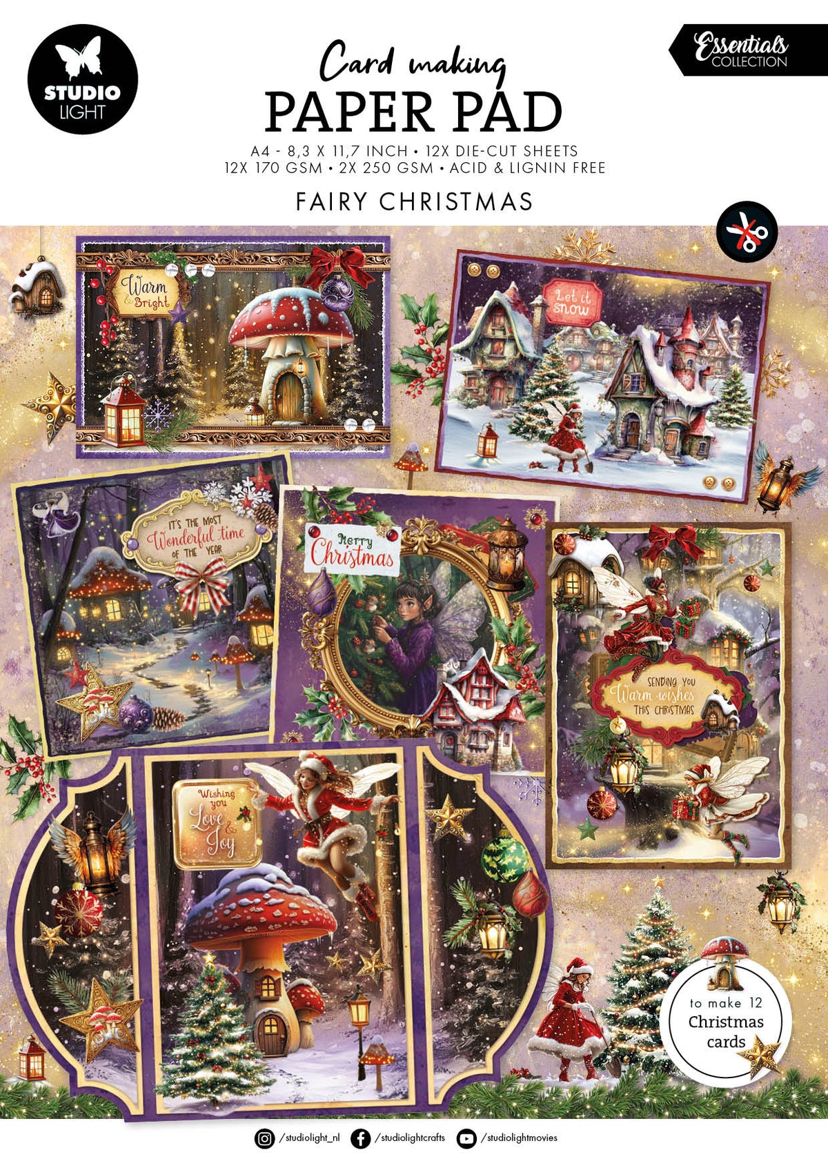 SL Card Making Pad Fairy Christmas Essentials 14 Sheets-1