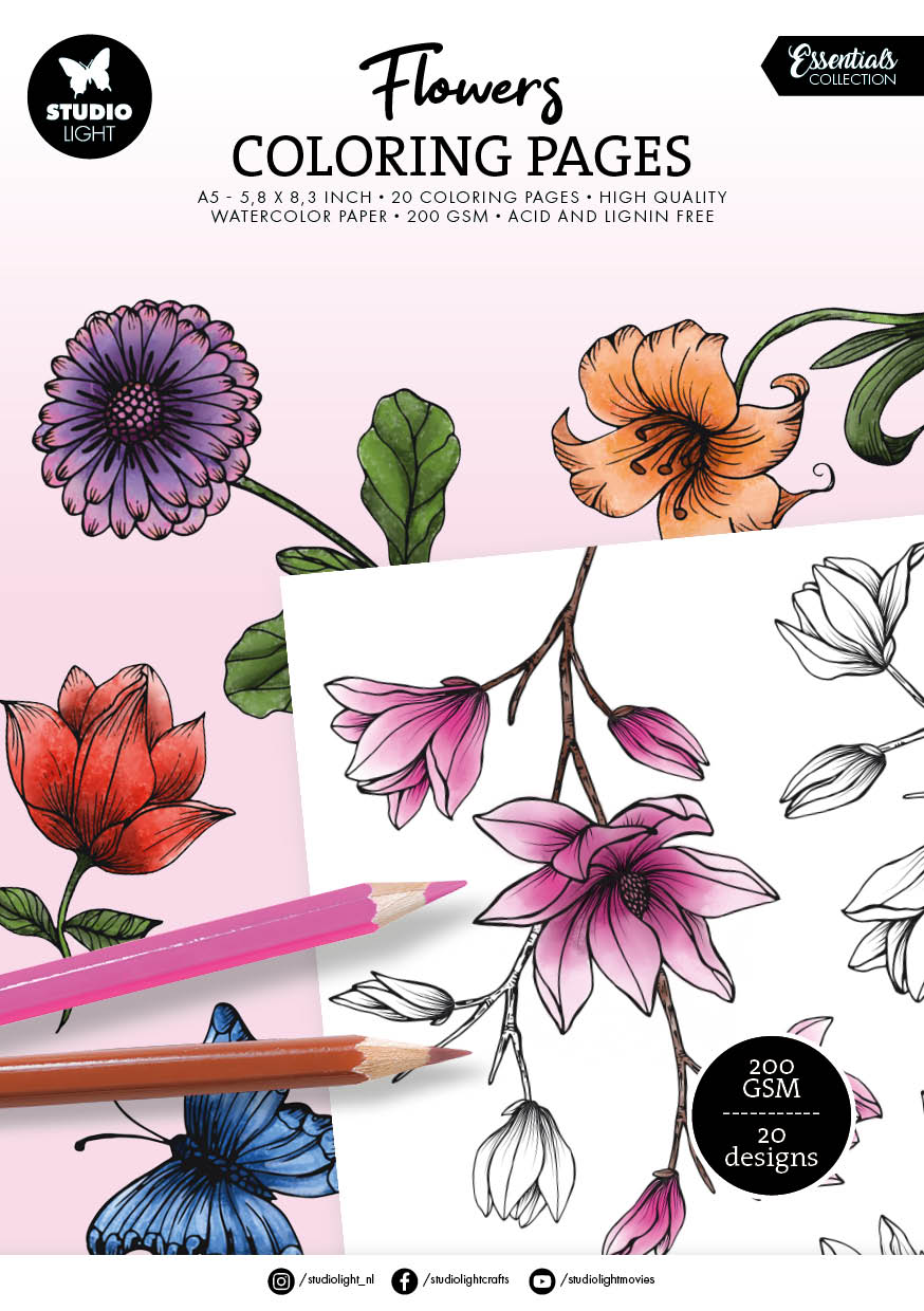 SL Coloring Pages Flowers Essentials 20 Sheets-1