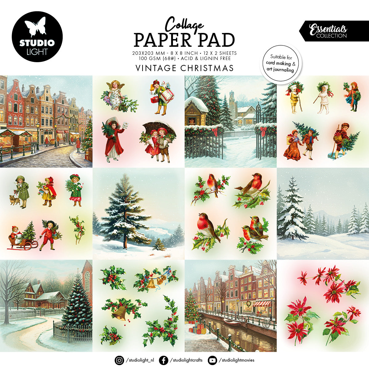 SL Collage Paper Pad Vintage Christmas Essentials 24 Sheets-1