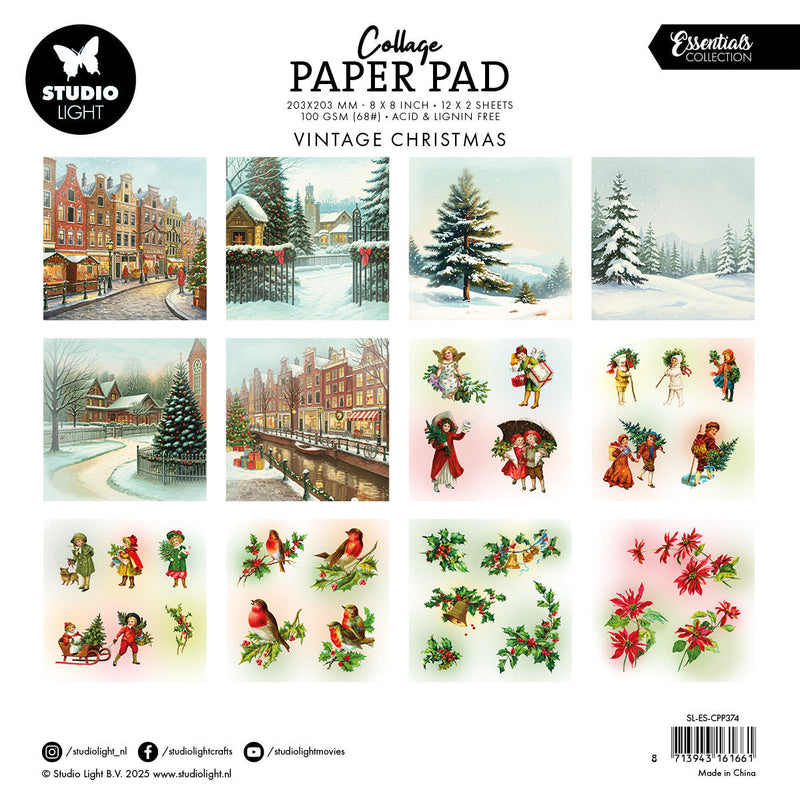 SL Collage Paper Pad Vintage Christmas Essentials 24 Sheets-2