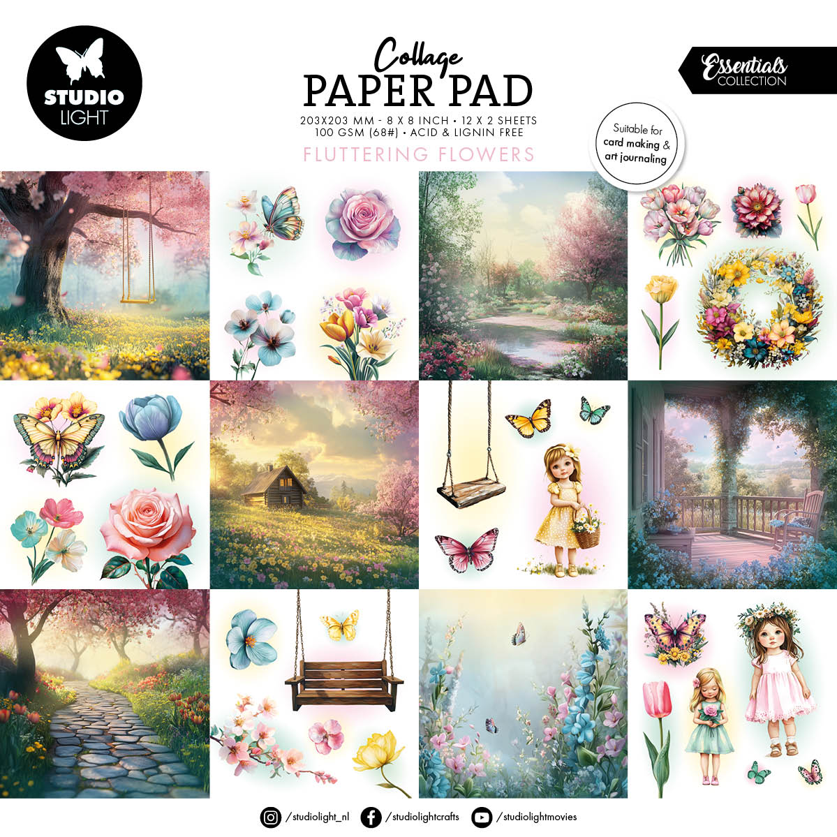 SL Collage Paper Pad Fluttering Flowers Essentials 24 Sheets-1