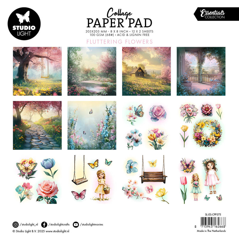 SL Collage Paper Pad Fluttering Flowers Essentials 24 Sheets-2