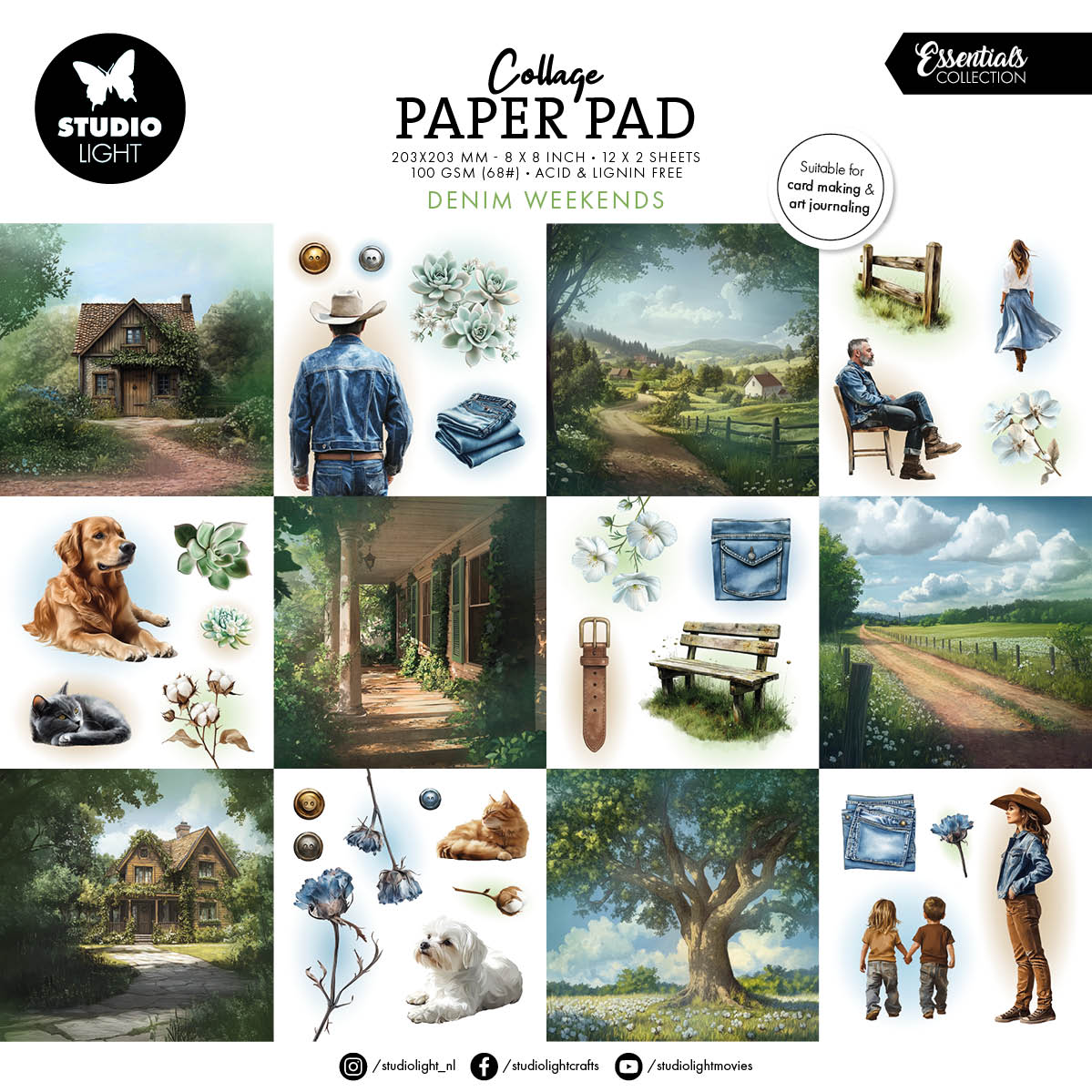 SL Collage Paper Pad Denim Weekends Essentials 203x203x5mm 24 Sheets-1