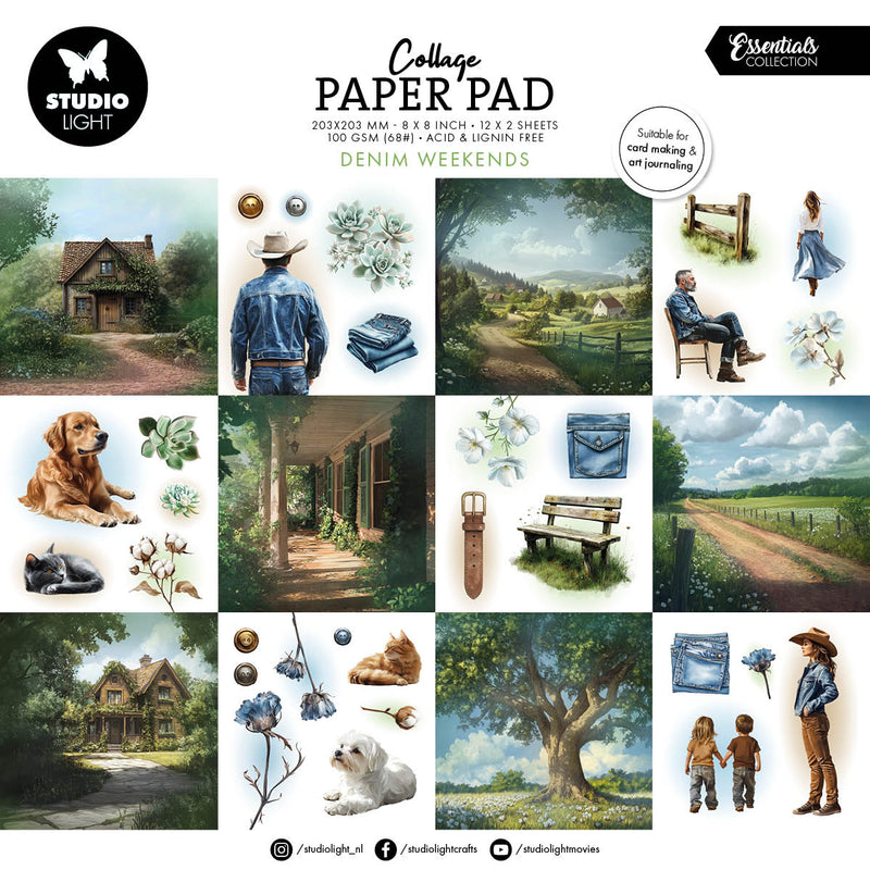 SL Collage Paper Pad Denim Weekends Essentials 203x203x5mm 24 Sheets-1