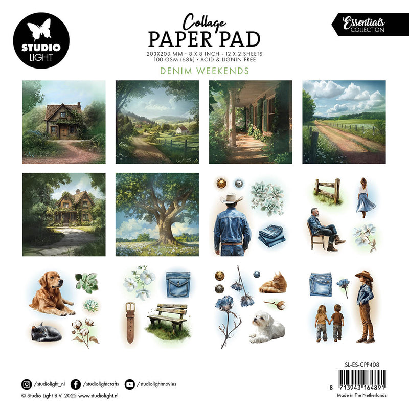 SL Collage Paper Pad Denim Weekends Essentials 203x203x5mm 24 Sheets-2