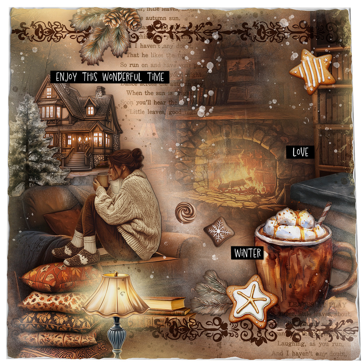 SL Collage Paper Pad Hot Cocoa Essentials 203x203x5mm 24 Sheets-3