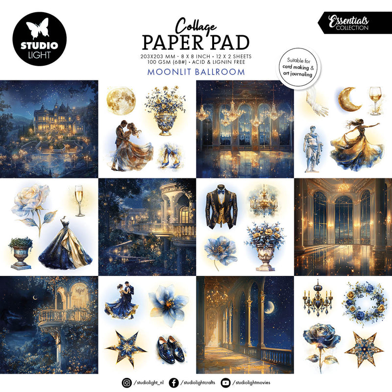 SL Collage Paper Pad Moonlit Ballroom Essentials 203x203x5mm 24 Sheets-1