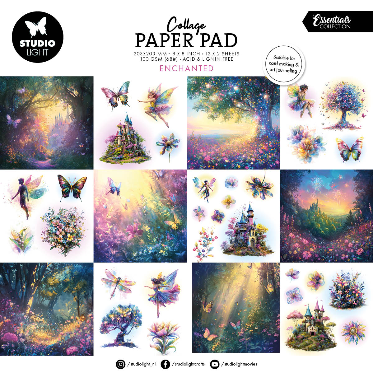 SL Collage Paper Pad Enchanted Essentials 203x203x5mm 24 Sheets-1