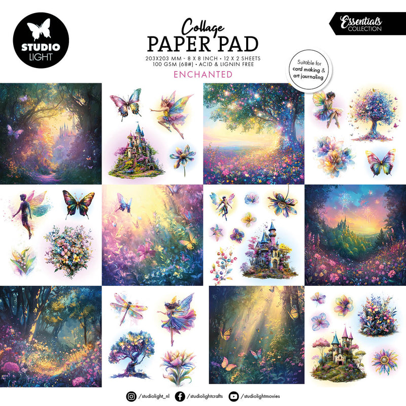SL Collage Paper Pad Enchanted Essentials 203x203x5mm 24 Sheets-1