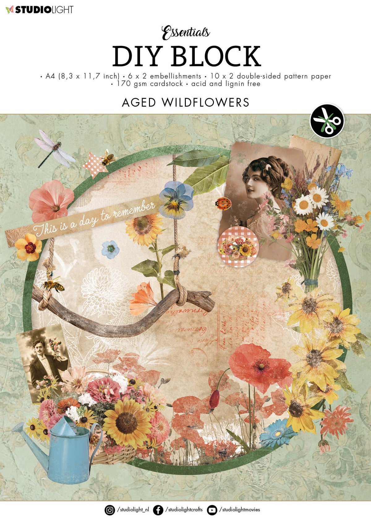 SL DIY Block Aged Wildflowers Essentials294x210x9mm 32 SH nr.45-1