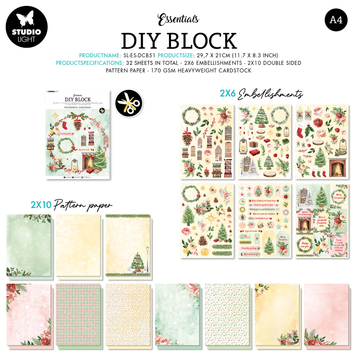 SL DIY Bloc Essentiels de Noël 294x210x9mm 32 FEUILLE n°51-2