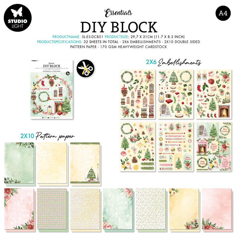 SL DIY Bloc Essentiels de Noël 294x210x9mm 32 FEUILLE n°51-2
