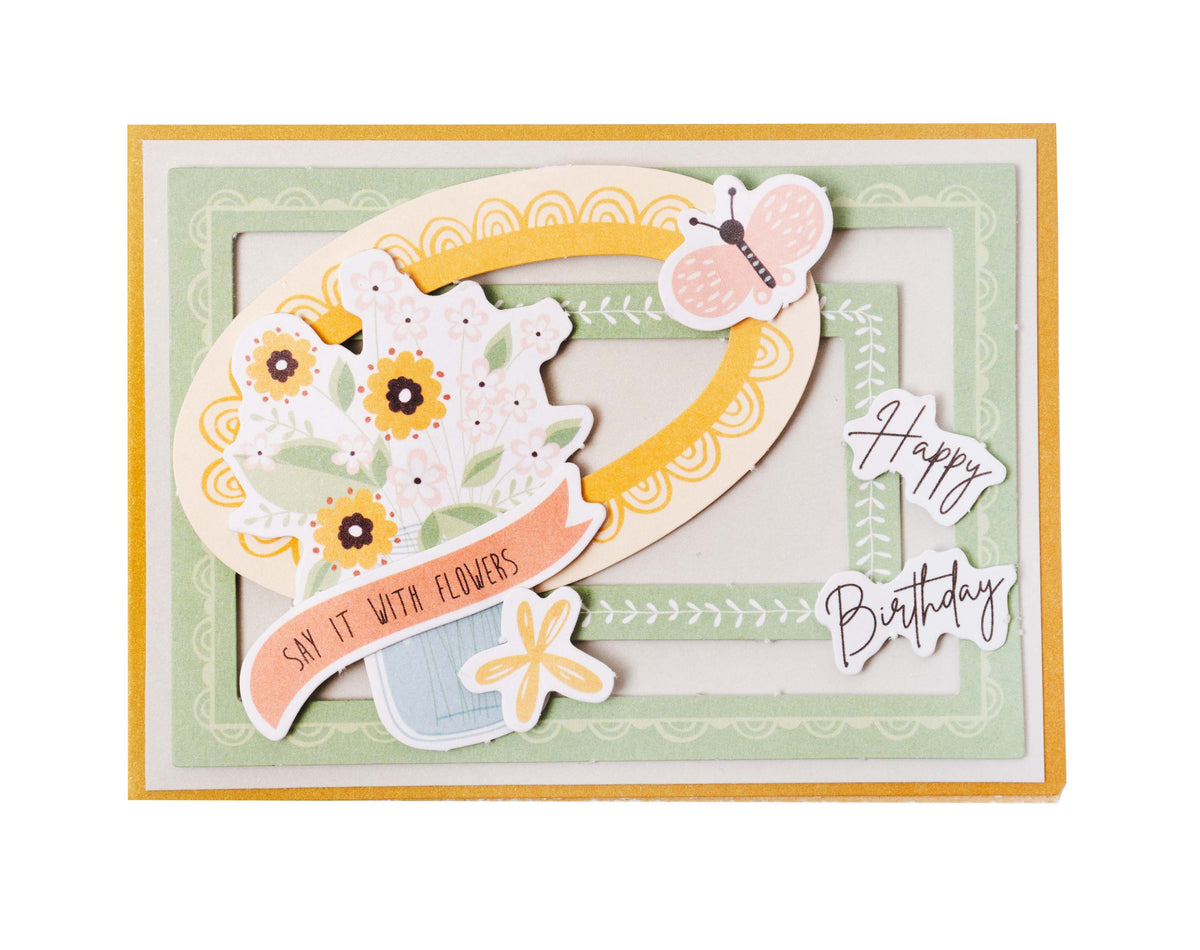 Bloque de troqueles SL Marcos florales en colores pastel Essentials 105x148x3mm 24 hojas n.º 65-5