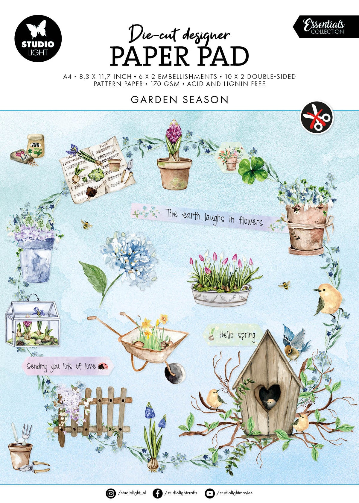 Bloc de papel troquelado SL Garden Season Essentials 294x210x9mm 32 Hojas n.º 143-1