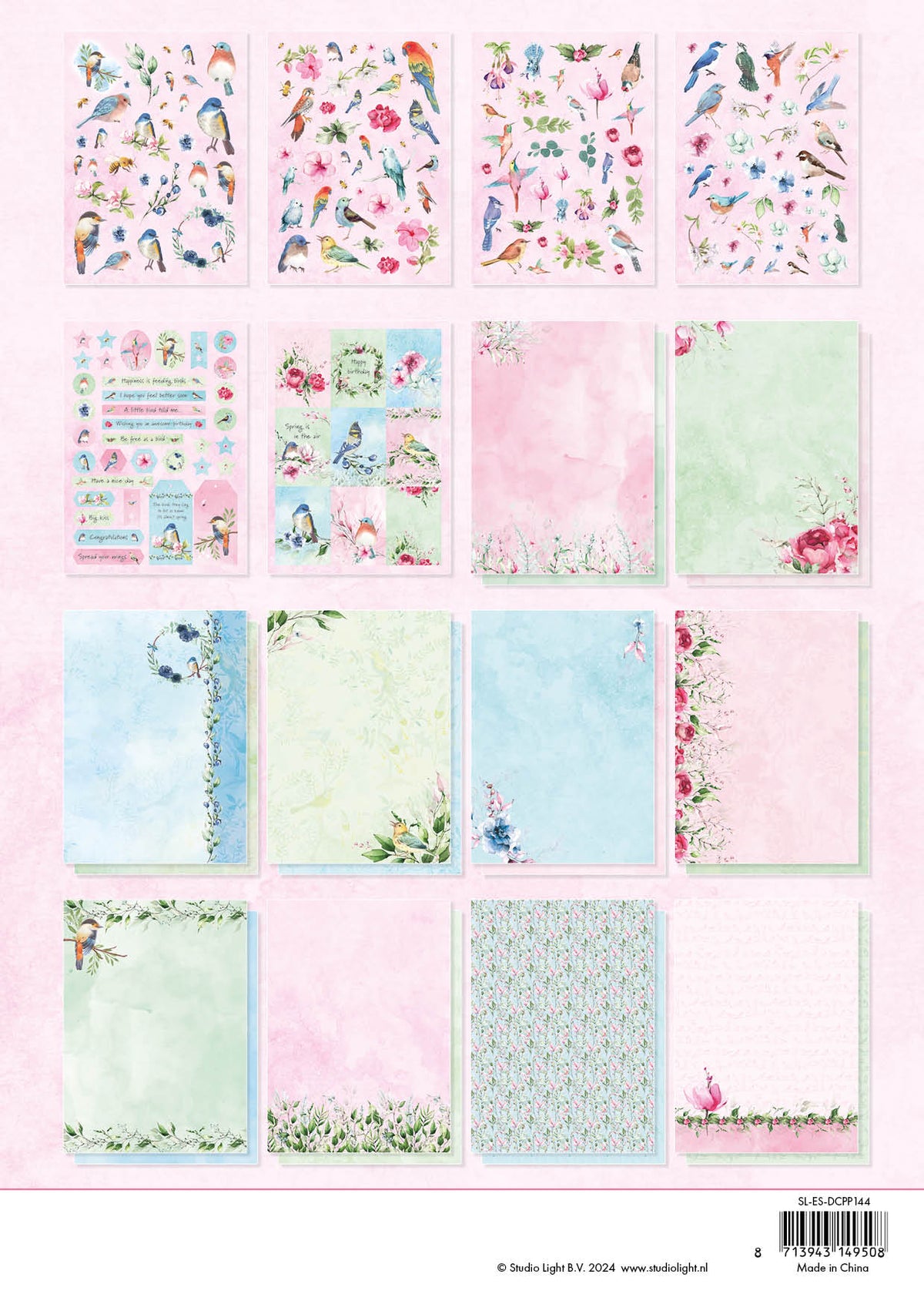 SL Bloc de papier découpé Oiseaux printaniers Essentials 294x210x9mm 32 feuilles n°144-2