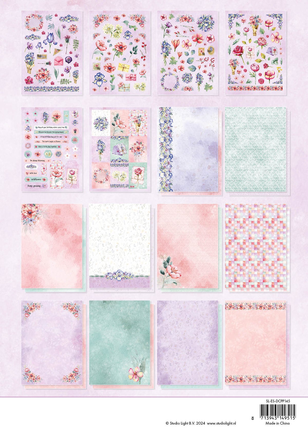 Bloc de papel troquelado SL Wildflowers Essentials 294x210x9mm 32 hojas n.º 145-2
