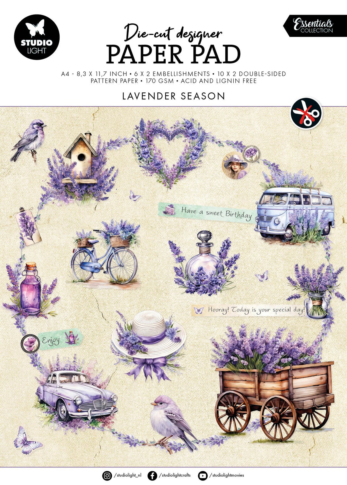 SL Die-Cut Paper Pad Lavender Season Essentials 32 SH-1