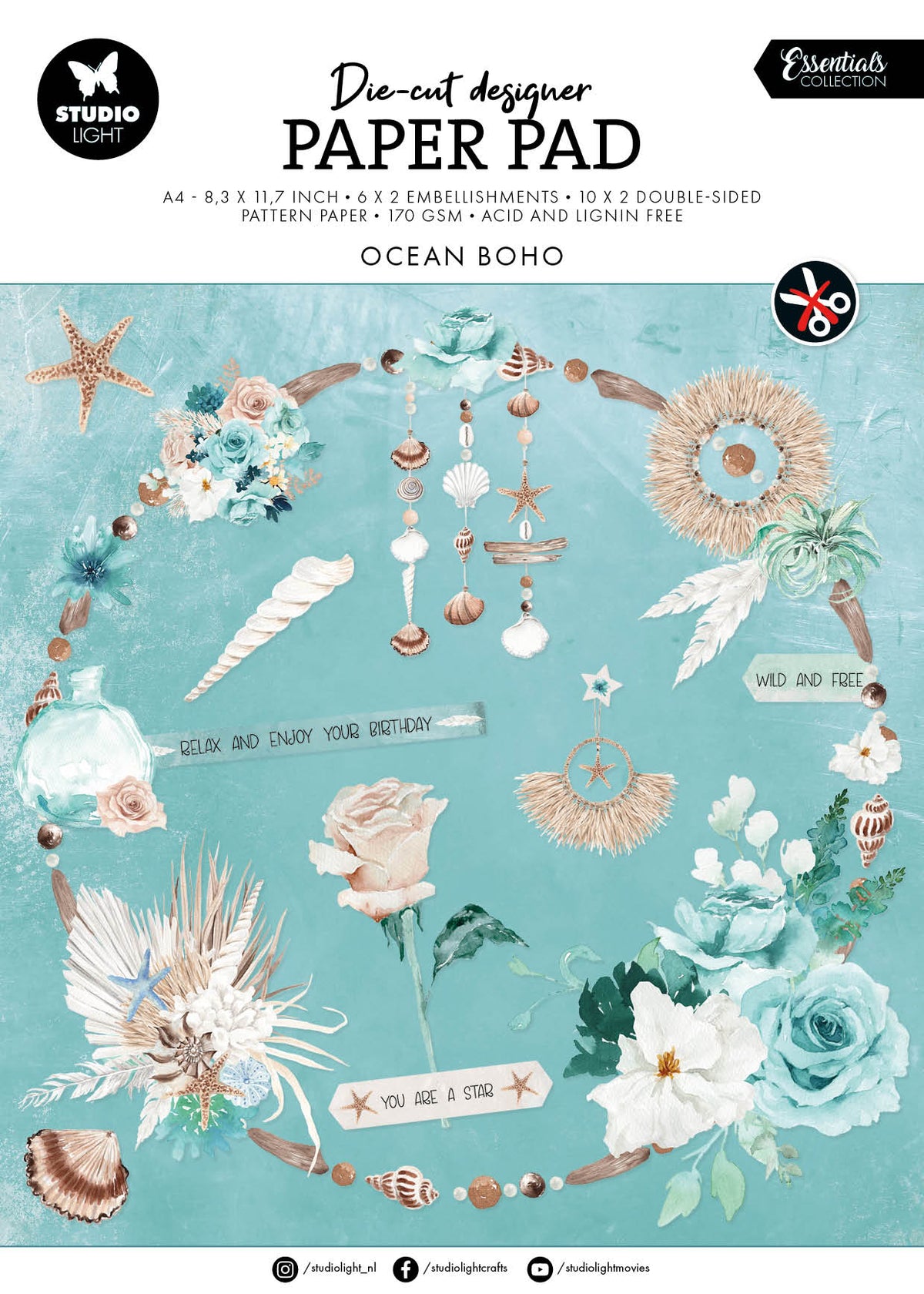 SL Die-Cut Paper Pad Ocean Boho Essentials 32 SH-1