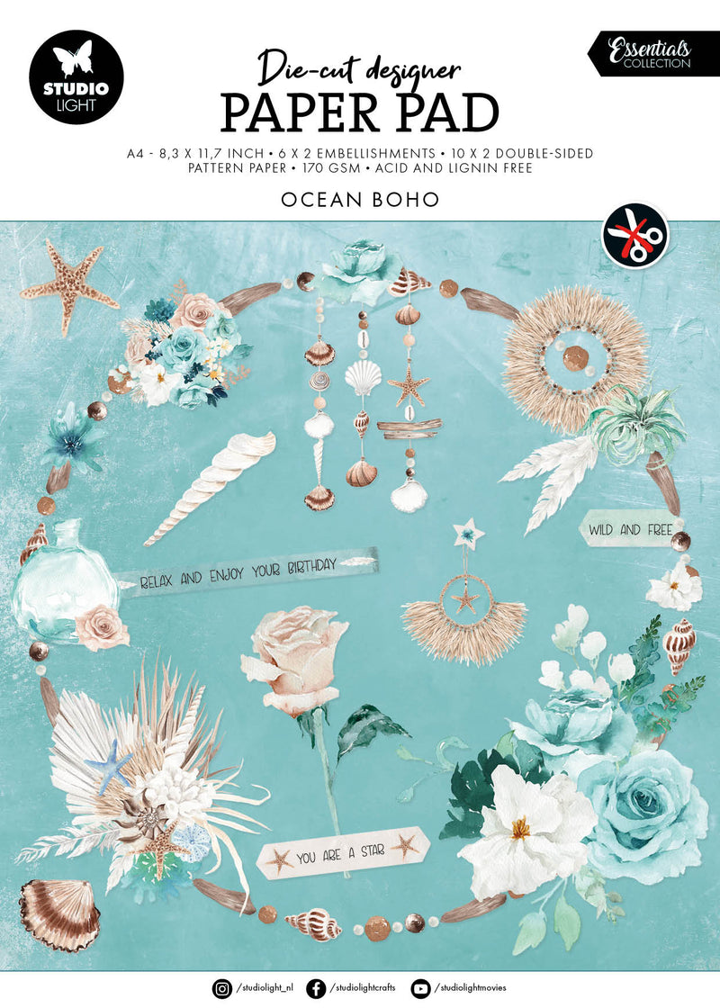 SL Die-Cut Paper Pad Ocean Boho Essentials 32 SH-1