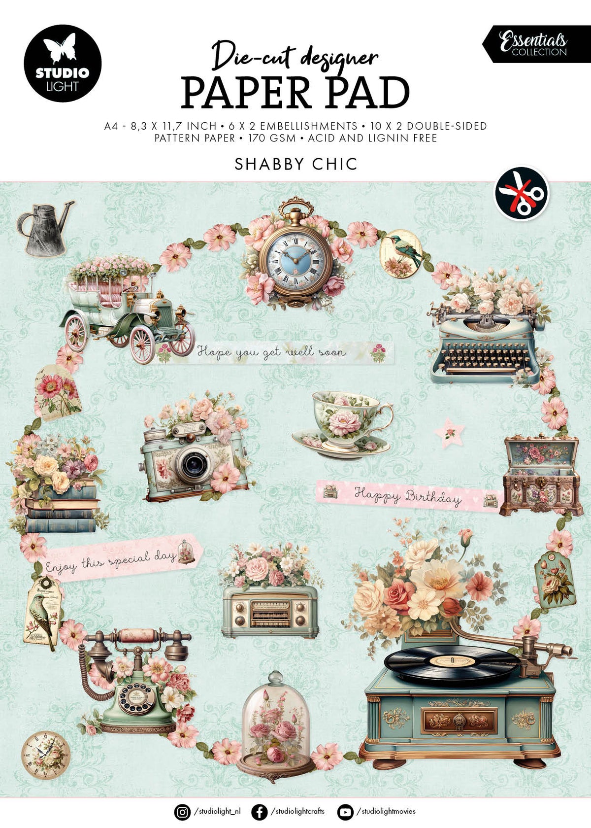 SL Die-Cut Paper Pad Shabby Chic Essentials 32 SH-1