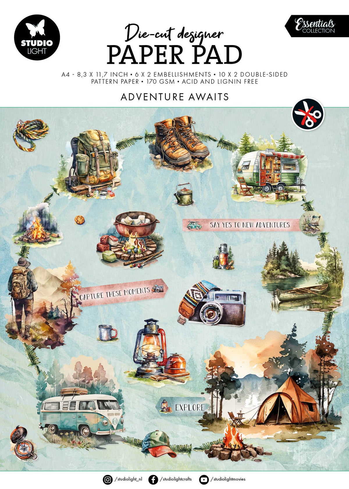 SL Die-Cut Paper Pad Adventure Awaits Essentials 32 SH-1