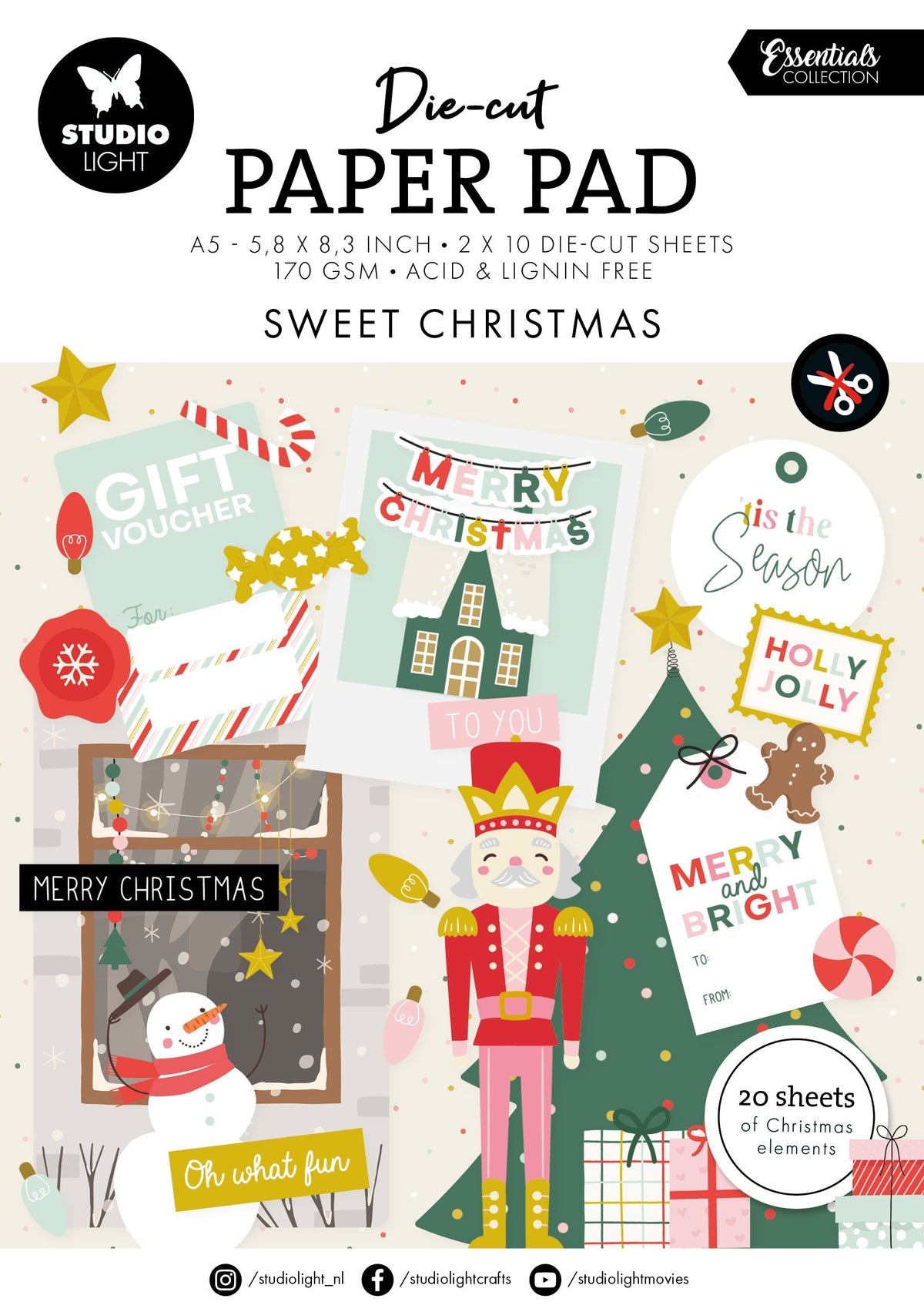 Bloc de papel troquelado SL Sweet Christmas Essentials, 20 hojas-1