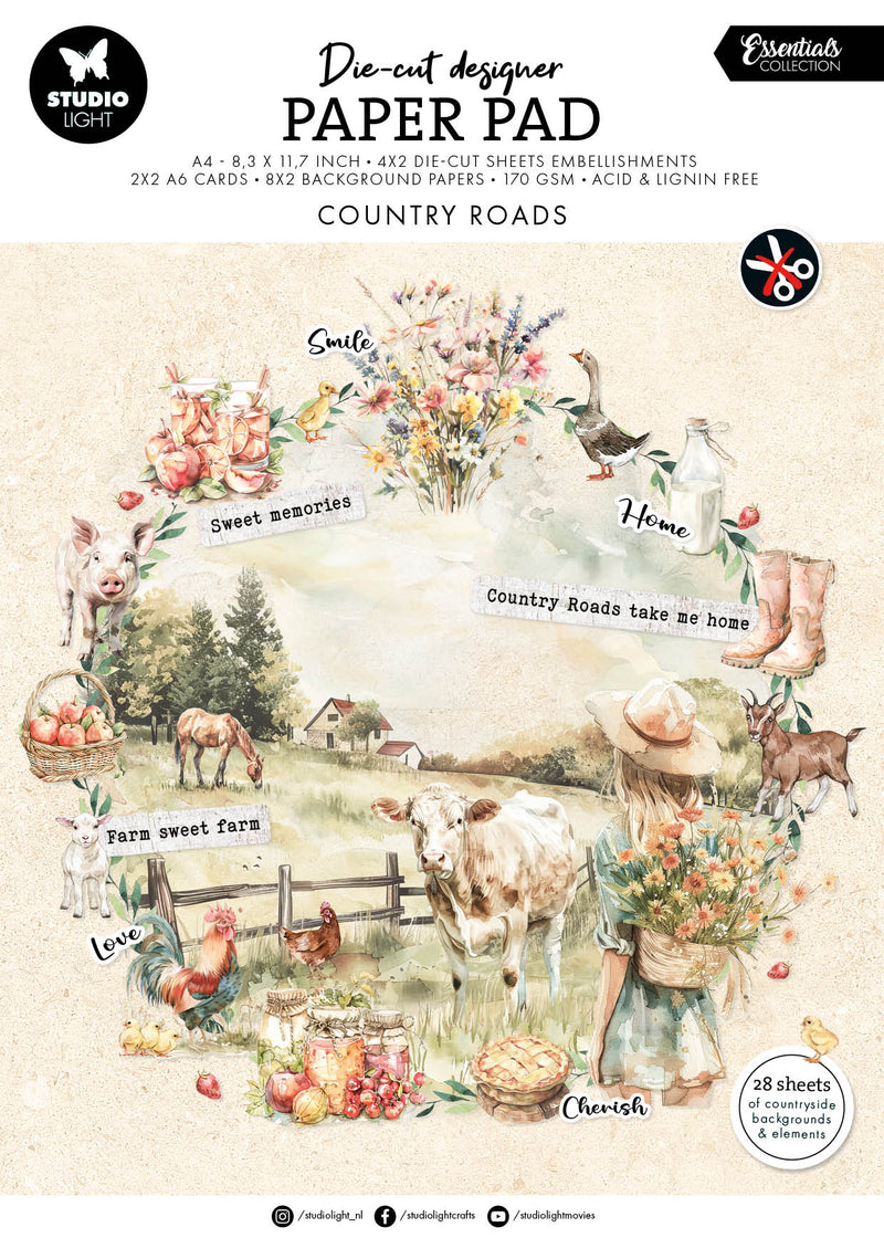 SL Die-Cut Paper Pad Country Roads Essentials 28 Sheets-1