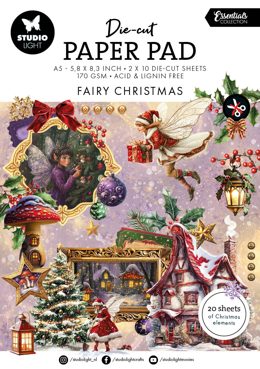 SL Die-Cut Paper Pad Fairy Christmas Essentials 20 Sheets-1