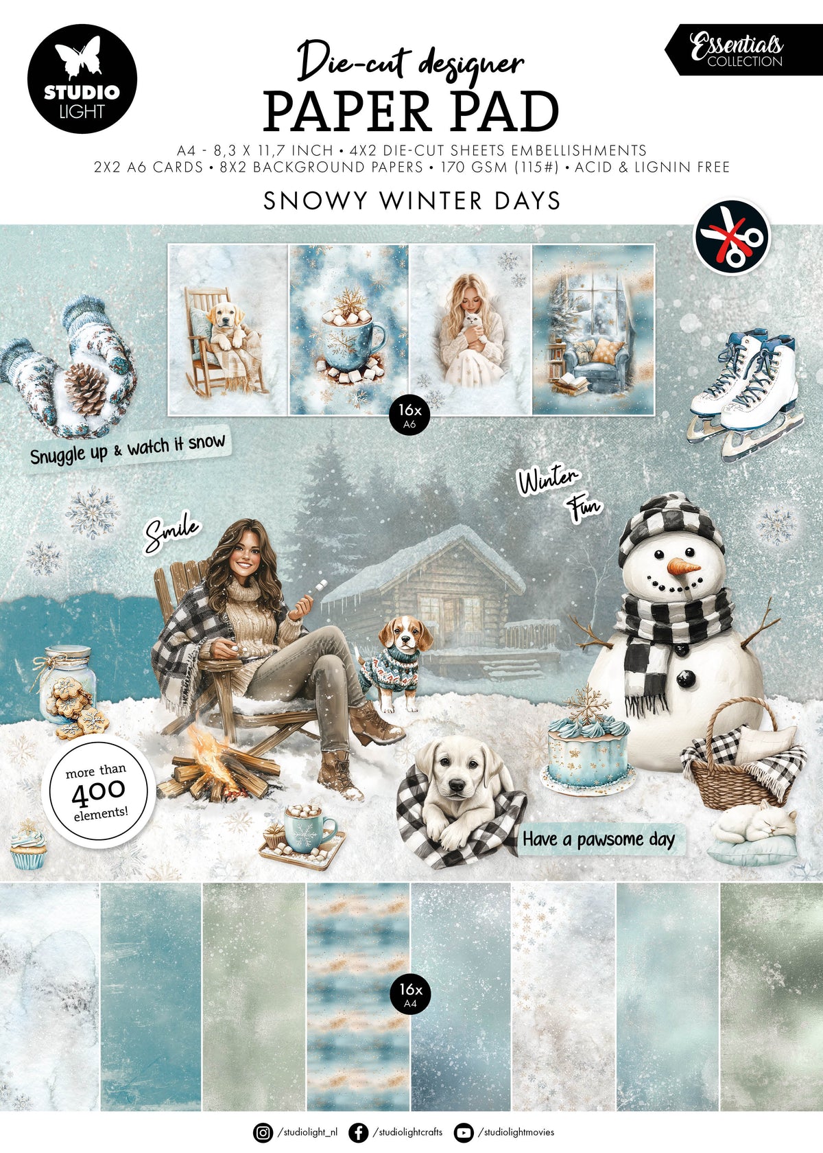 SL Die-Cut Designer Paper Pad Snowy Winter days Essentials-1