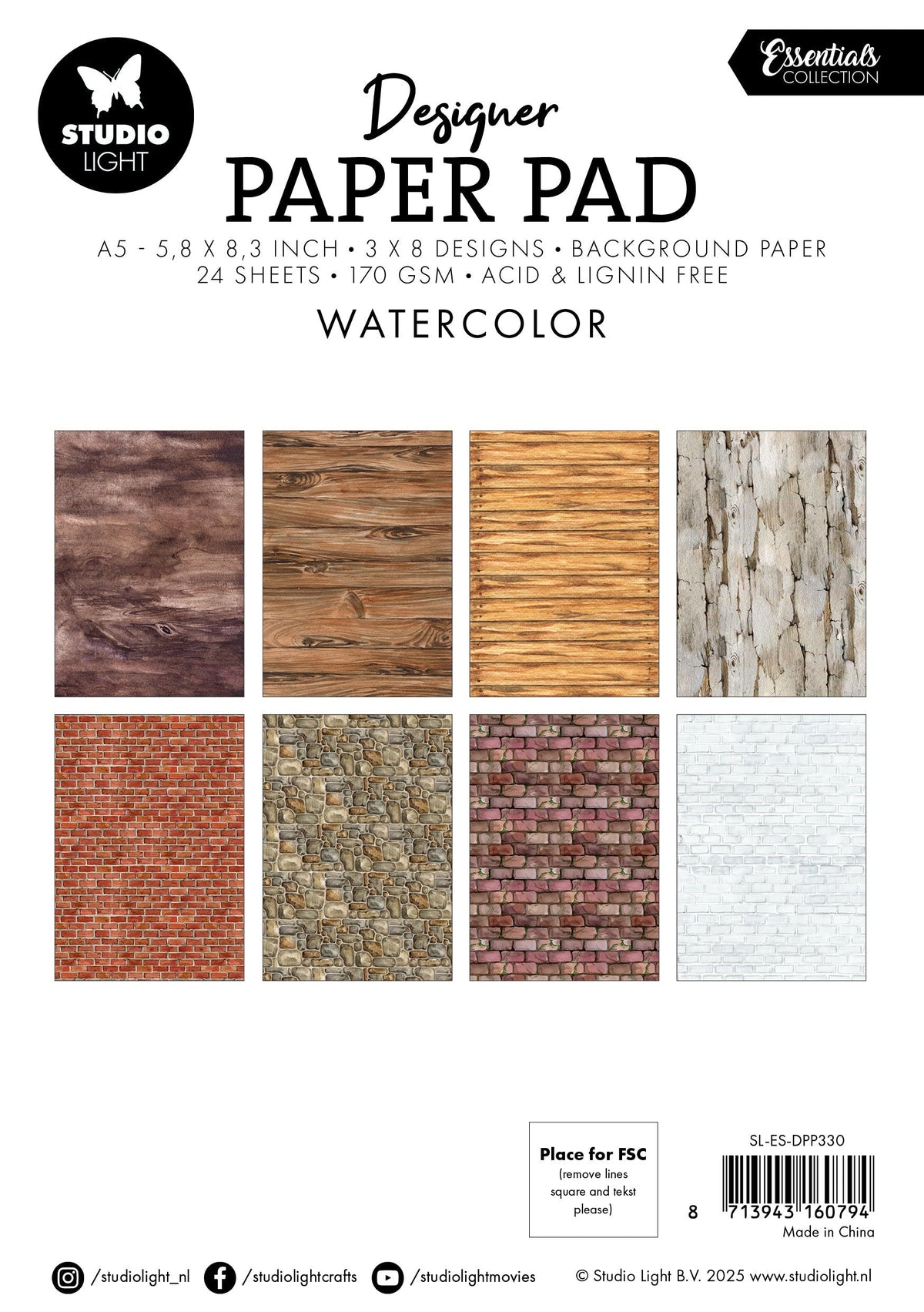 SL Designer Paper Pad Watercolor Essentials 24 Sheets-2