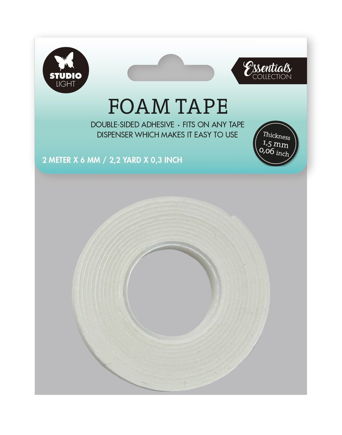 Ruban adhésif mousse double face SL épaisseur 1,5mm - largeur 0,6mm Outils essentiels 71x71x0,6mm 2 MT nr.03