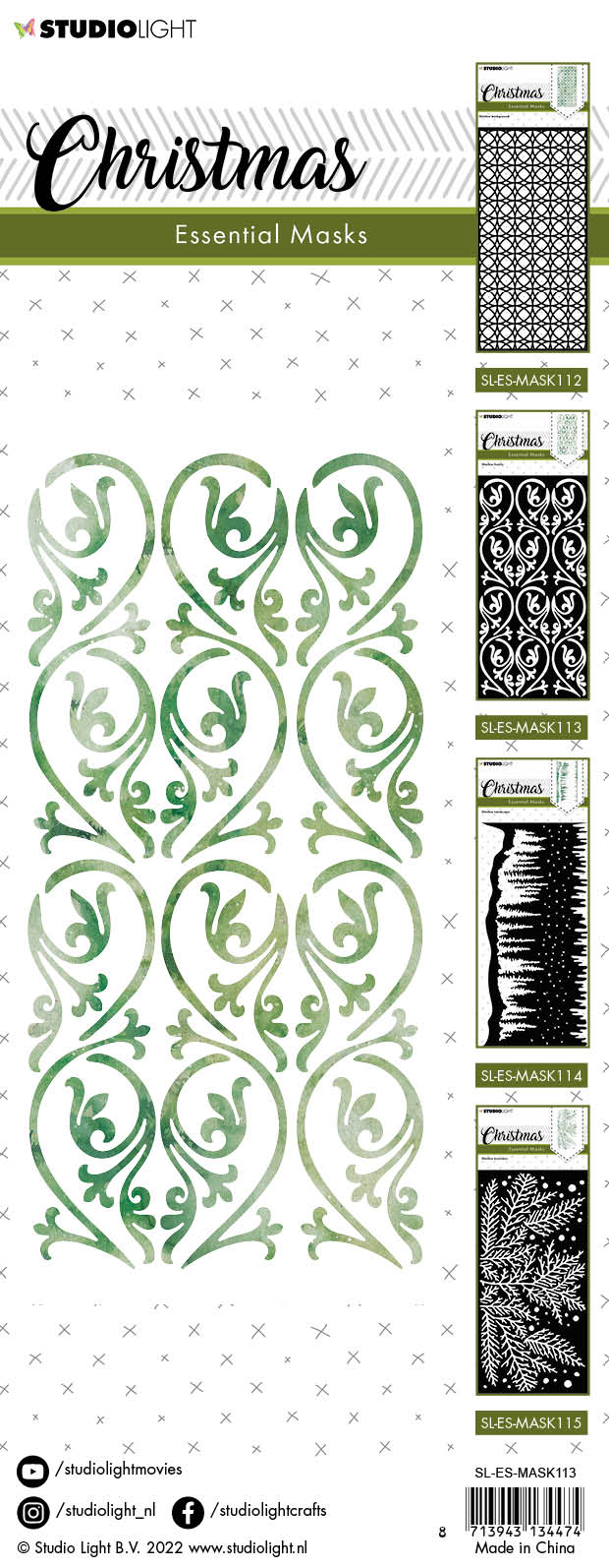 SL Mask Christmas Slimline Swirly Essentials 105x210x1mm 1 PC nr.113-2