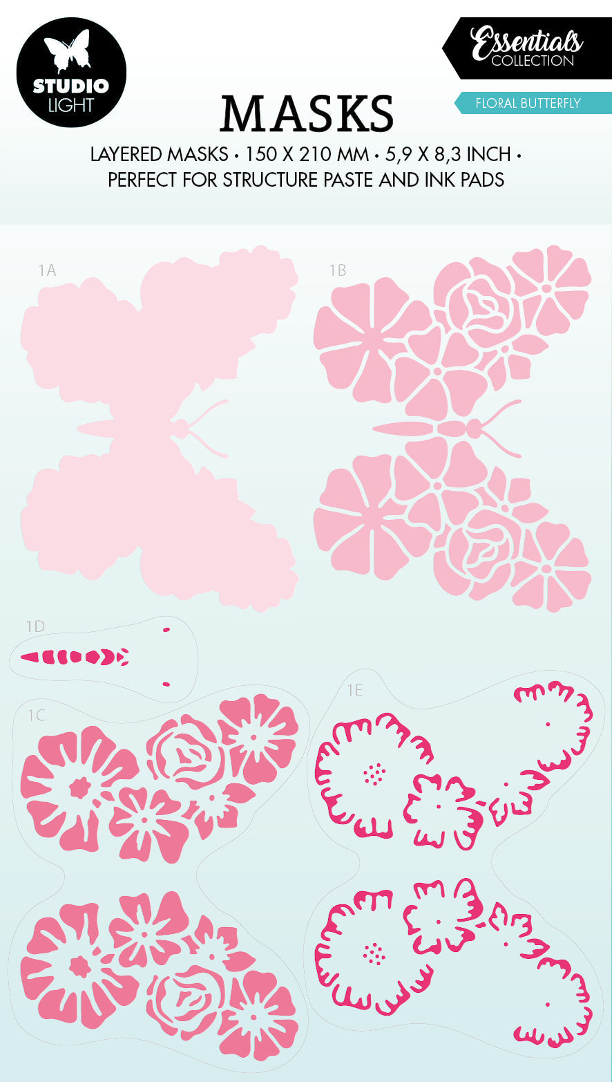 SL Mask Floral Butterfly Essentials 150x210x1mm 1 PC nr.170-1