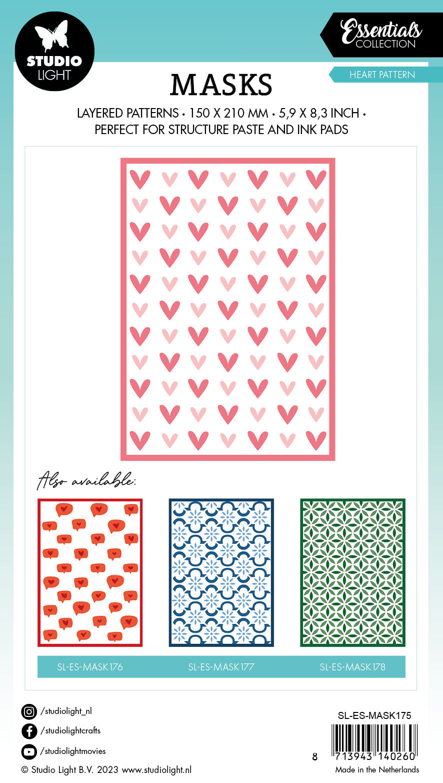 SL Mask Heart Pattern Essentials 150x210x1mm 1 PC nr.175-3