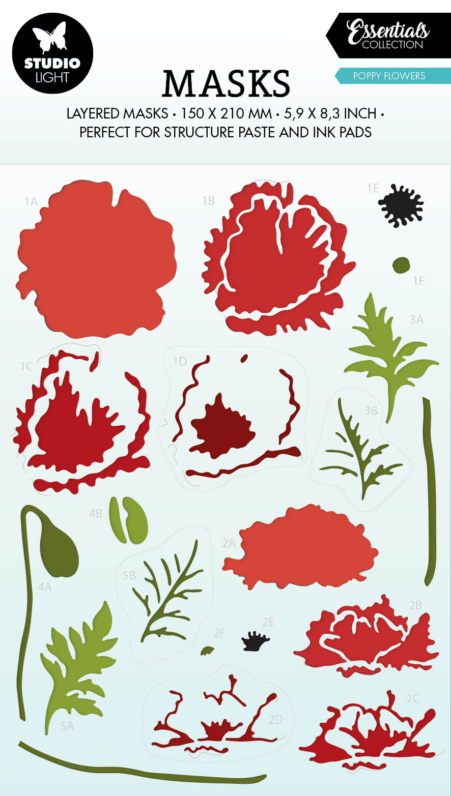 SL Mask Poppy Flowers Essentials 150x210x1mm 1 PC nr.196-1