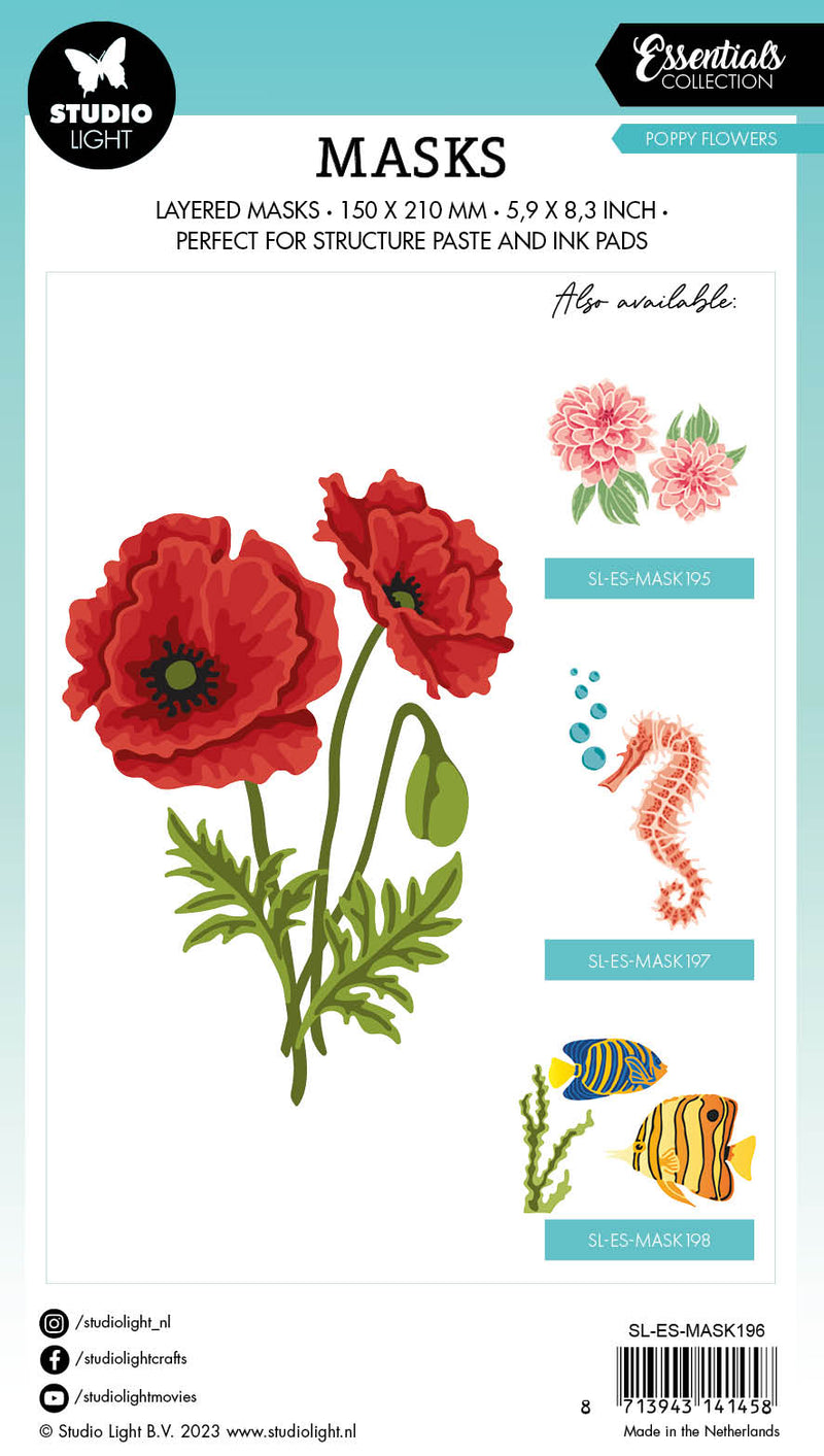 SL Mask Poppy Flowers Essentials 150x210x1mm 1 PC nr.196-3