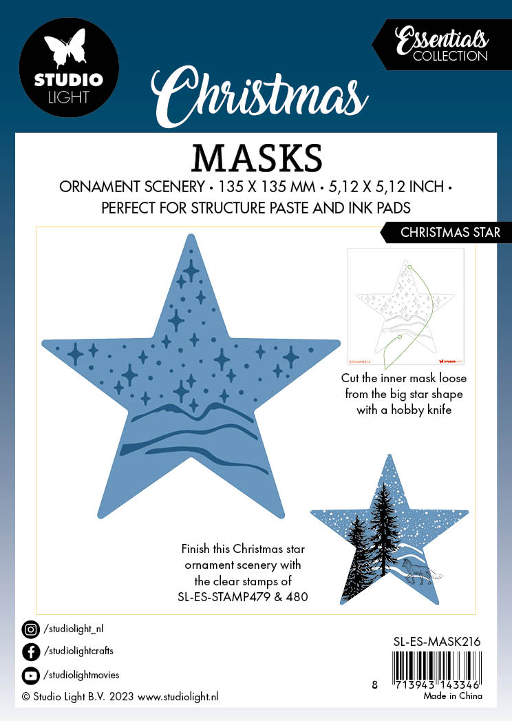 Masque SL Étoile de Noël Essentiels 135x135x1mm 1 pièce n°216-2