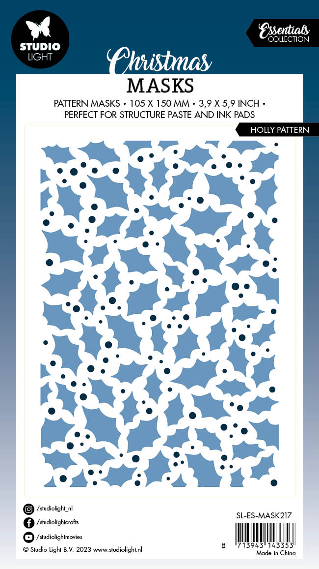 Masque SL motif houx Essentiels 105x150x1mm 1 pièce n°217-2