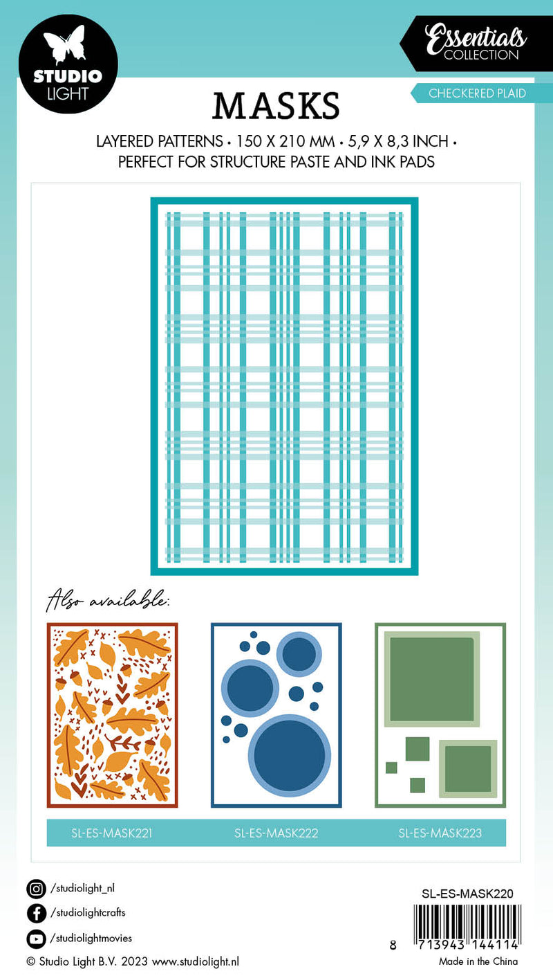 SL Mask Checkered Plaid Essentials 150x210x1mm 1 PC nr.220-2