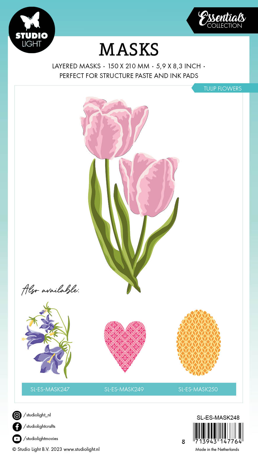 Mascarillas SL Flores de Tulipán Esenciales 150x210x1mm 1 PZ n.º 248-3