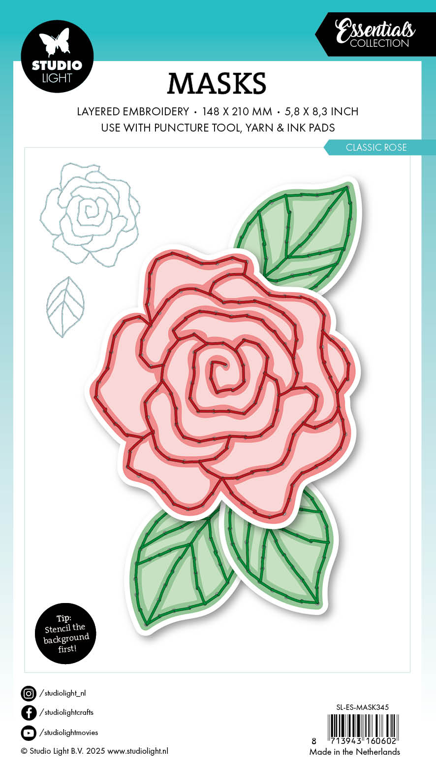SL Mask Embroidery - Classic Rose Essentials 1 PC-2