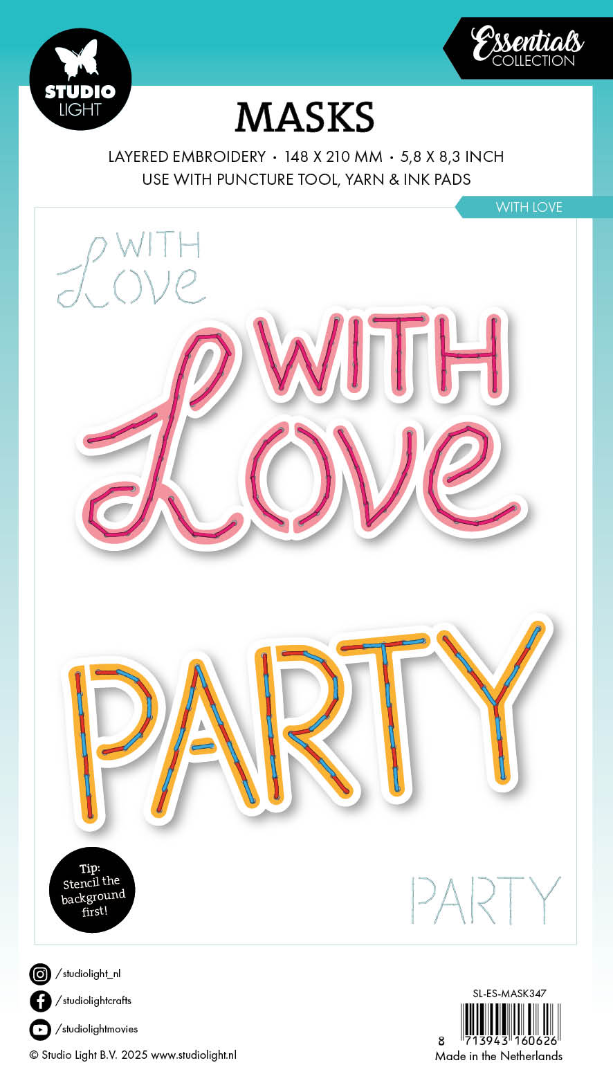 SL Mask Embroidery - With Love Essentials 1 PC-2