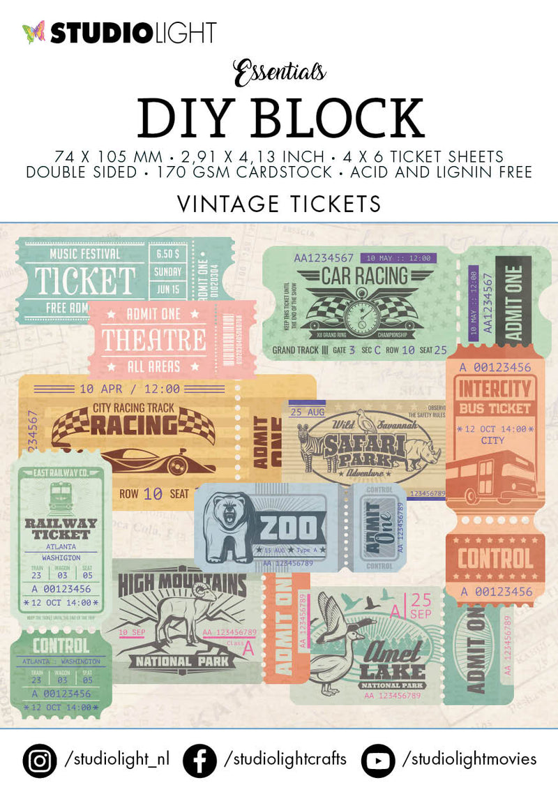 SL DIY Block Mini Vintage Tickets Essentials 74x105x9mm24 SH nr.01-1