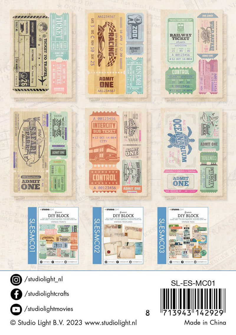 SL DIY Block Mini Vintage Tickets Essentials 74x105x9mm24 SH nr.01-4