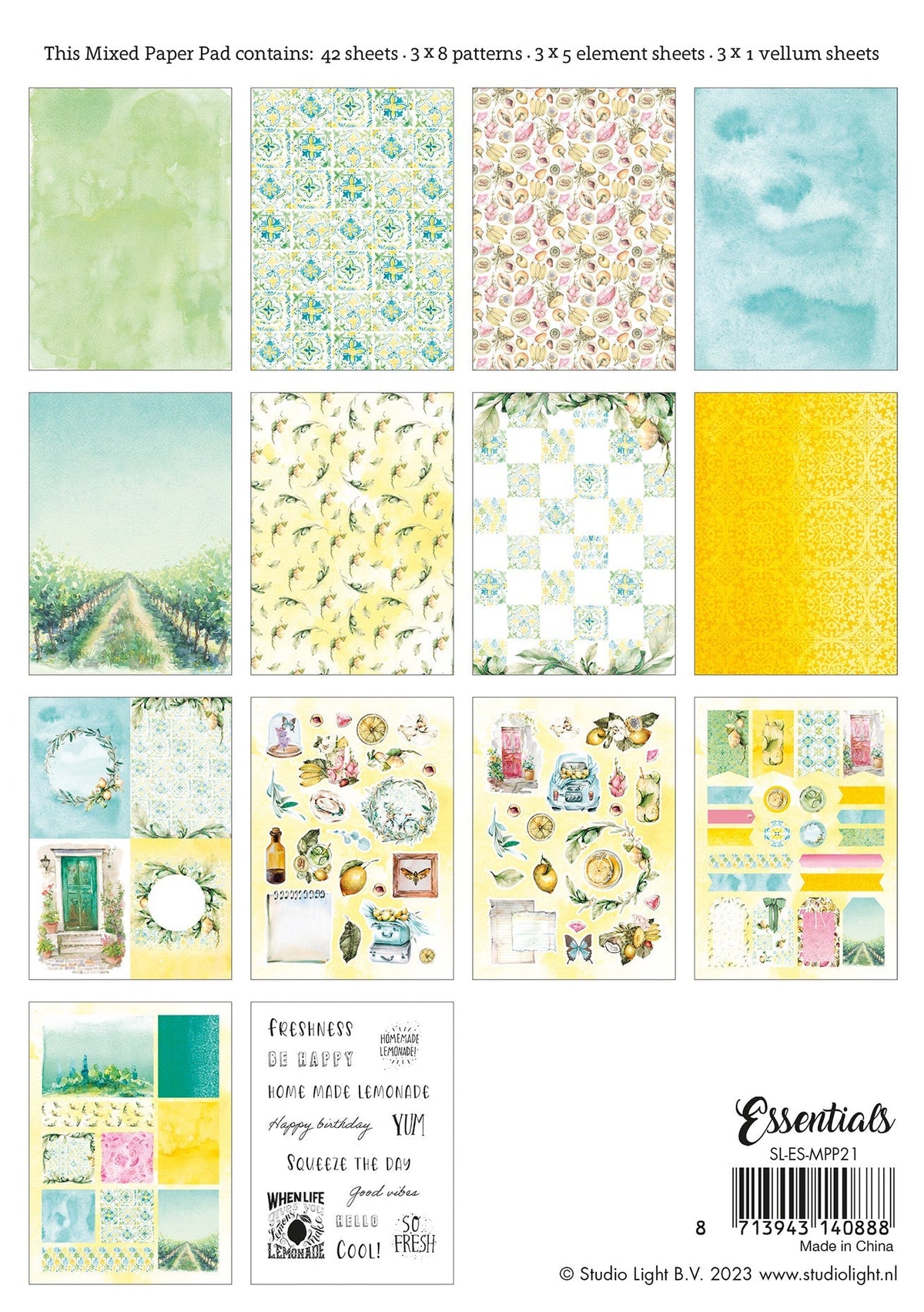 SL Mixed Paper Pad Fresh Citrus Essentials 148x210x9mm 42 SH nr.21-4